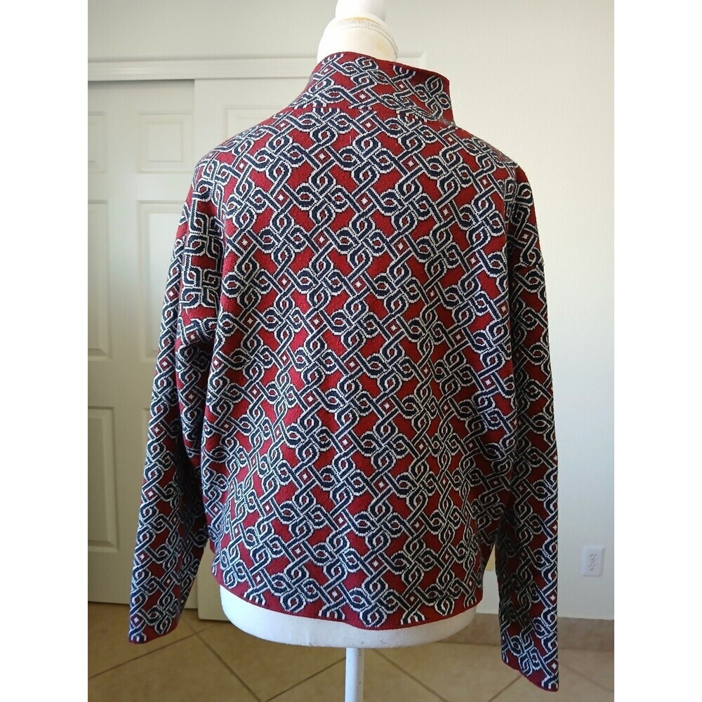 Anthropologie Maeve Sweater Size Small Red Geometric Long Sleeve Mock Neck - Picture 3 of 15